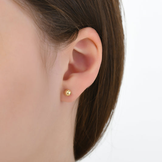 14K Gold Ball Stud Earings/ 5 Mm / Pair 14 K Solid Gold