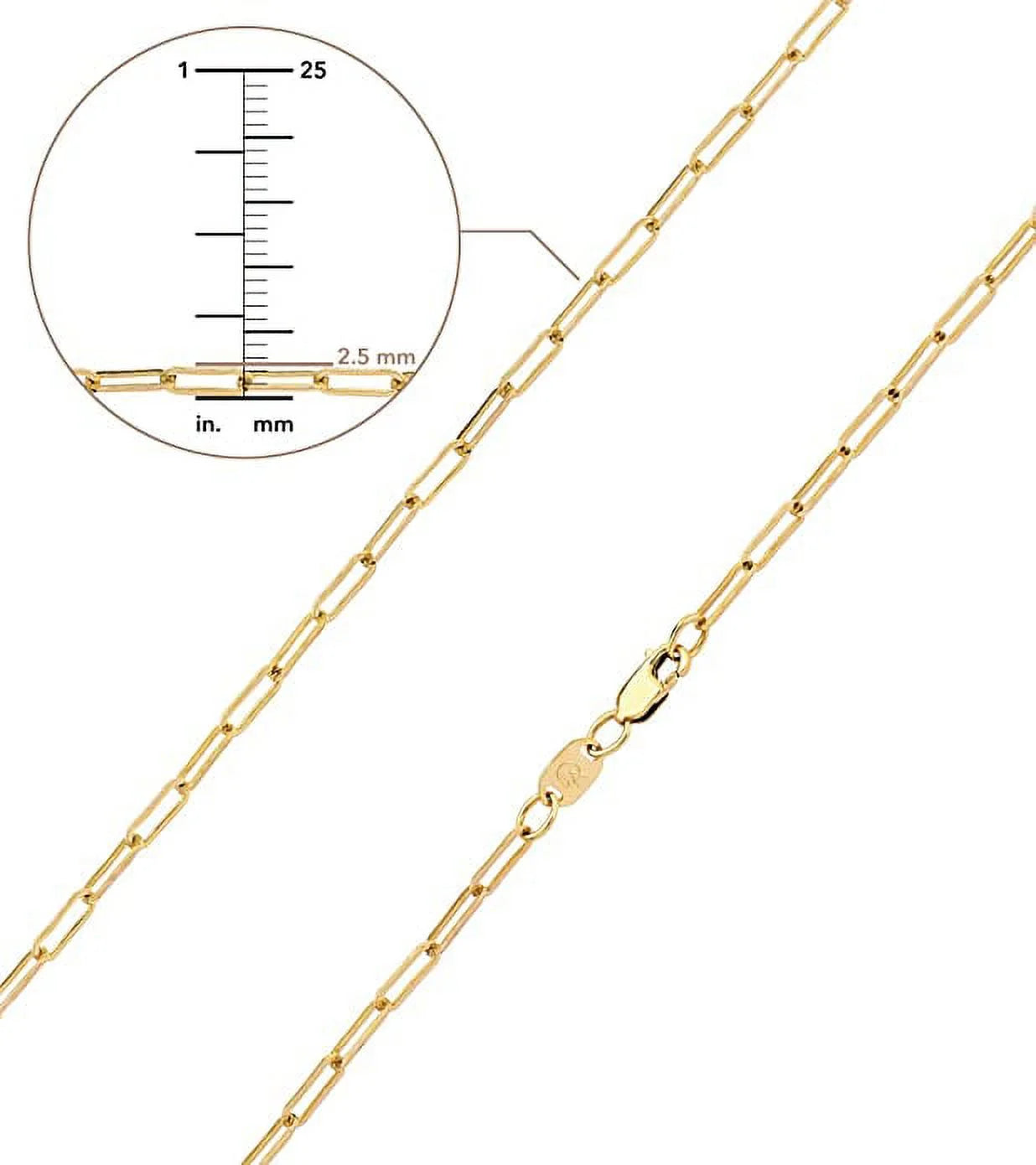 14K Solid Yellow Gold Filled Paper Clip Link Chain Necklace Collection for Men and Women in Various Sizes (2.0mm, 2.5mm)
