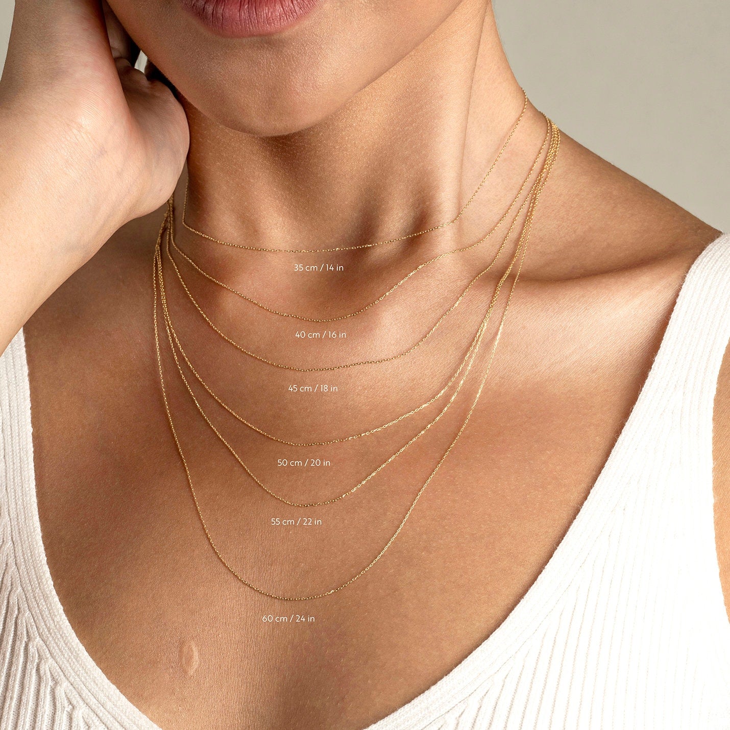 14K Solid Gold Bead Station Necklace: Delicate Ball Pendant