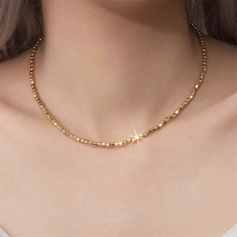 14K Gold Filled Dainty Bead Choker Necklace with Handmade Pendants - Tarnish Resistant Bohemian Jewelry for Women