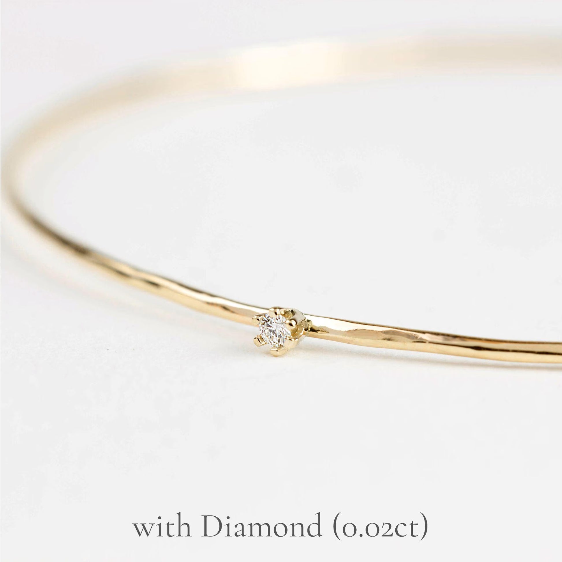 One Thin Solid Gold Bangle Bracelet, Gold Bangle 14K Yellow Gold, Rose Gold, White Gold, Hammered Stack Layered Dainty Simple Minimalist