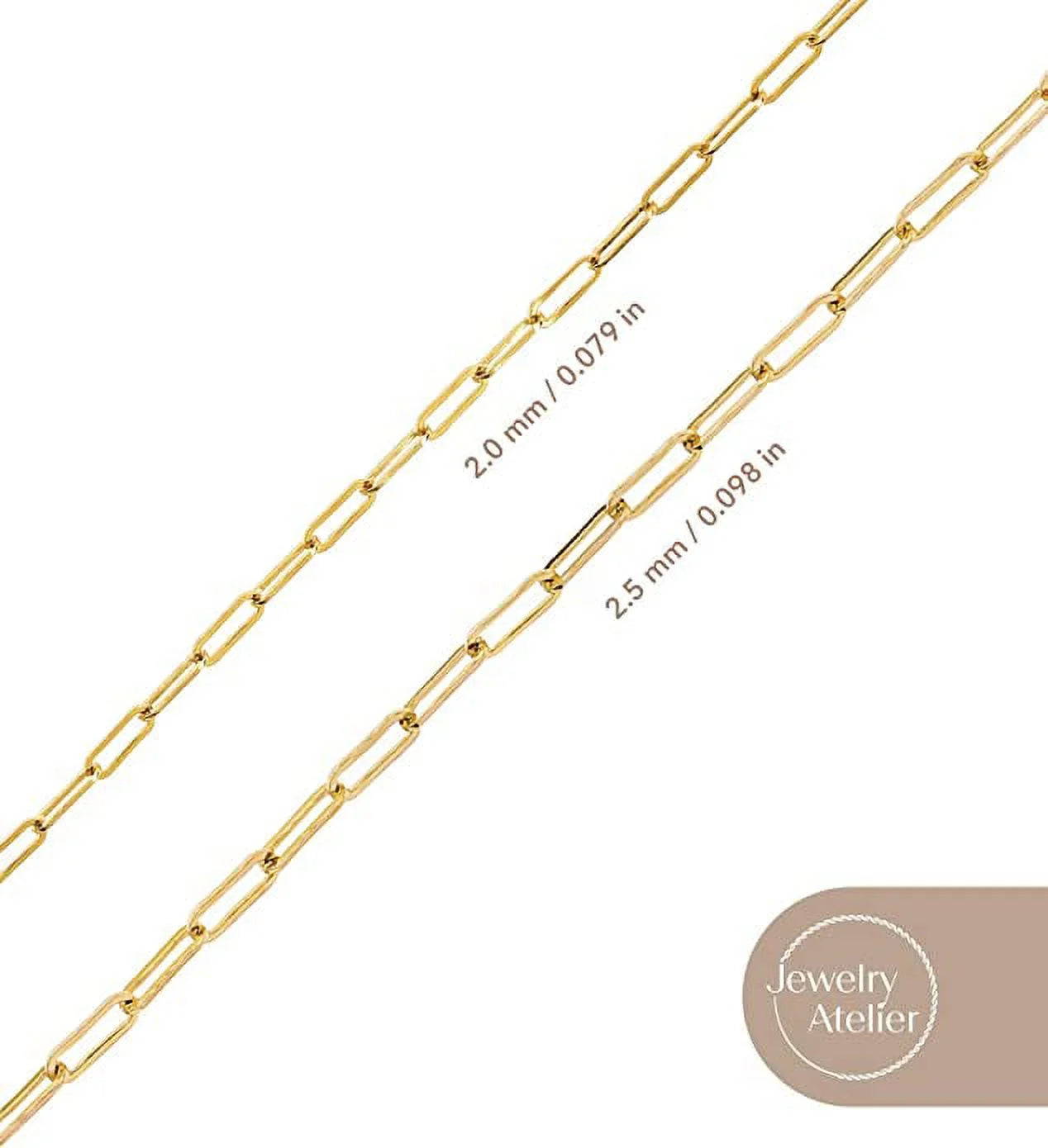 14K Solid Yellow Gold Filled Paper Clip Link Chain Necklace Collection for Men and Women in Various Sizes (2.0mm, 2.5mm)