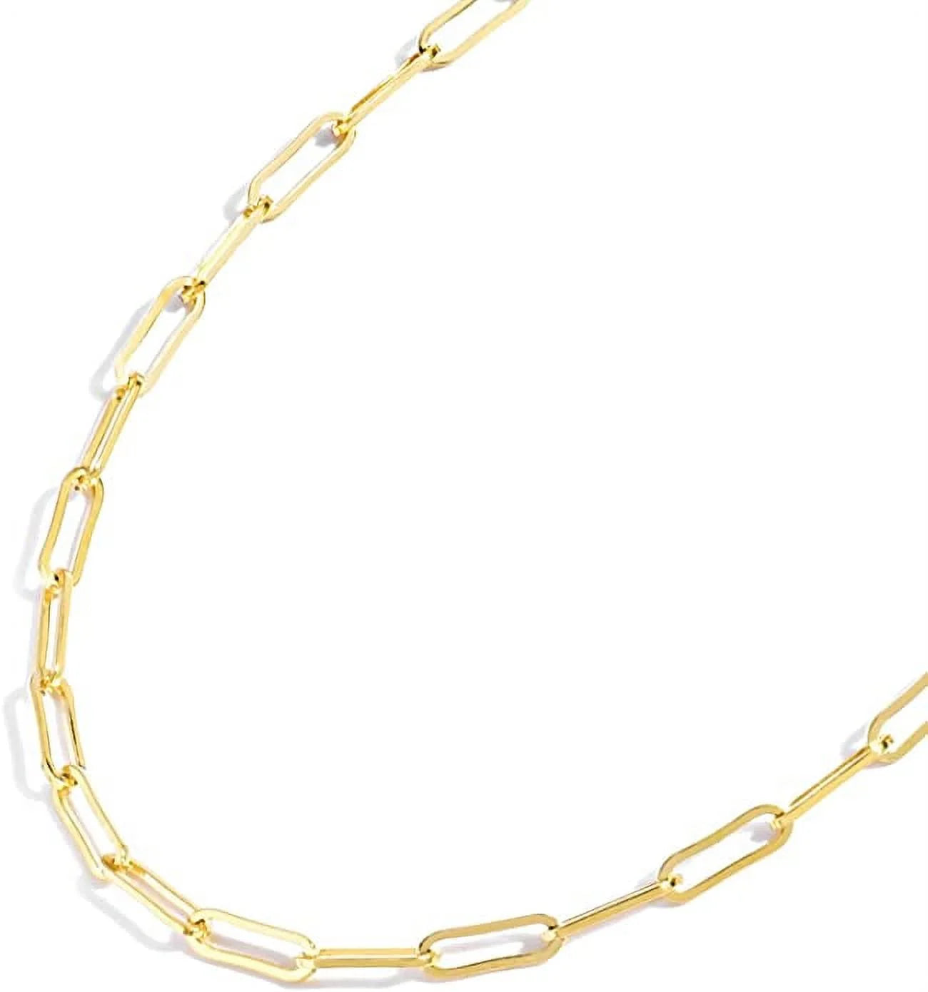 14K Solid Yellow Gold Filled Paper Clip Link Chain Necklace Collection for Men and Women in Various Sizes (2.0mm, 2.5mm)