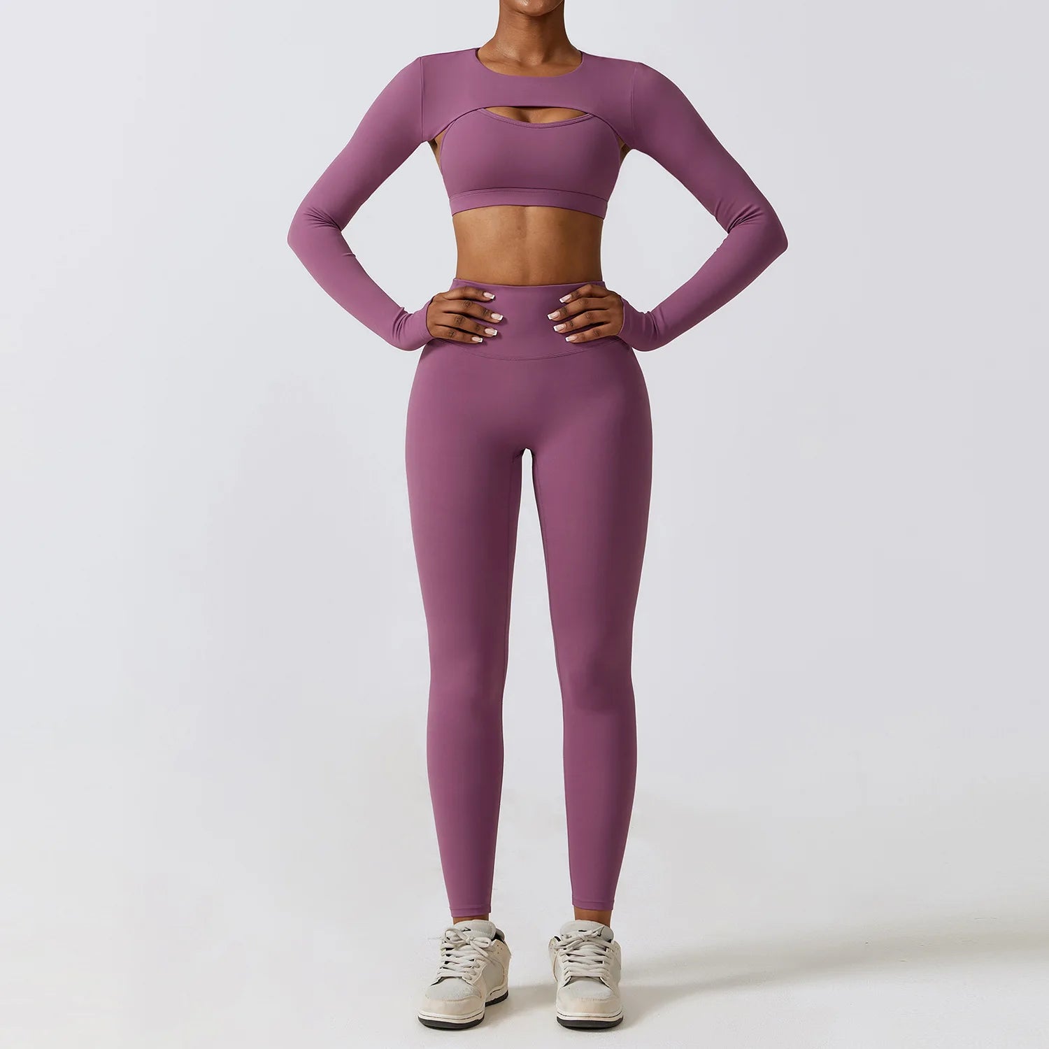 Sportswear Yoga Set Women'S Workout Clothes Athletic Wear Sports Gym Legging Seamless Fitness Bra Crop Top Long Sleeve Yoga Suit