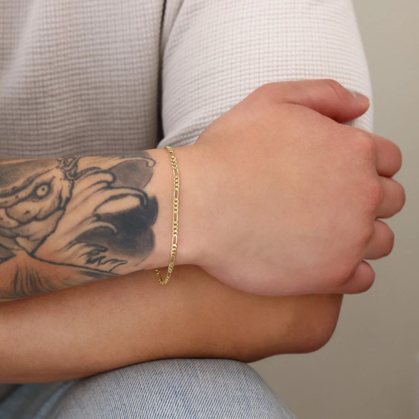 10K Real Yellow Gold Figaro Link 2.5Mm Chain Bracelet or Anklet (7"-9") Dainty Italian Jewelry for Men & Women