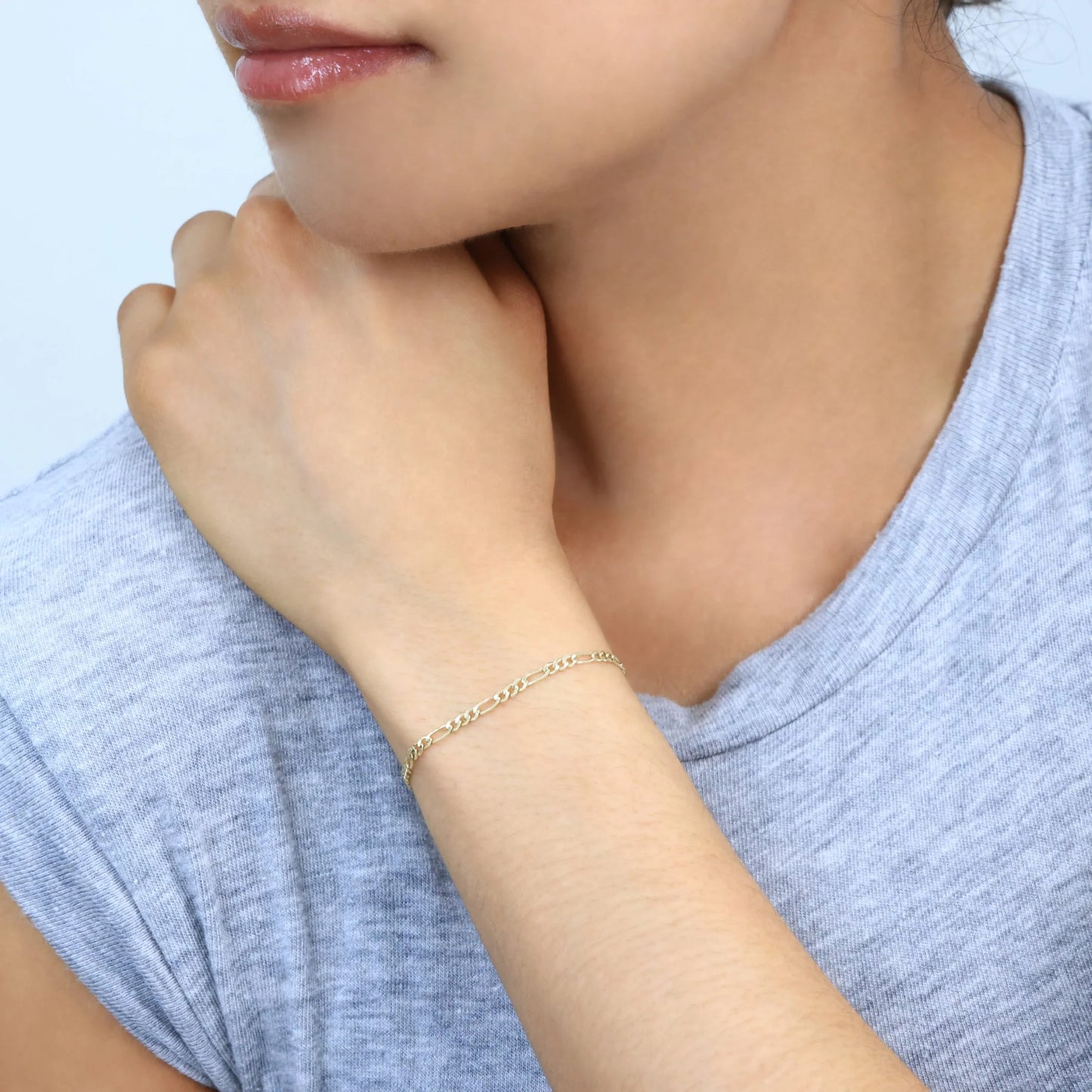 10K Real Yellow Gold Figaro Link 2.5Mm Chain Bracelet or Anklet (7"-9") Dainty Italian Jewelry for Men & Women