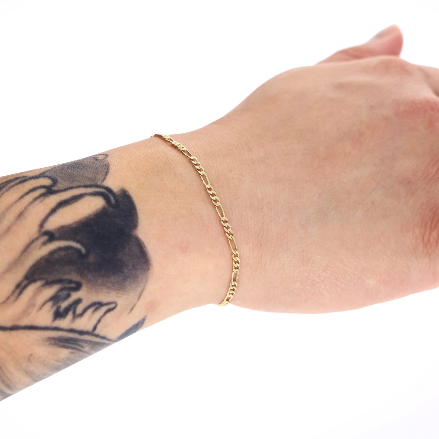 10K Real Yellow Gold Figaro Link 2.5Mm Chain Bracelet or Anklet (7"-9") Dainty Italian Jewelry for Men & Women