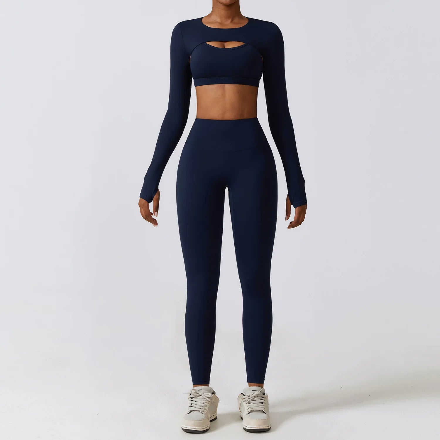 Sportswear Yoga Set Women'S Workout Clothes Athletic Wear Sports Gym Legging Seamless Fitness Bra Crop Top Long Sleeve Yoga Suit