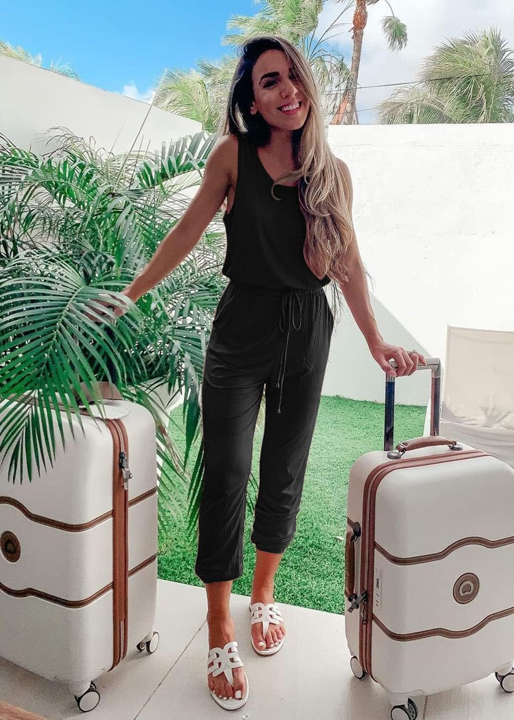 Women'S Two Piece Outfit Sets Casual Summer Sleeveless Matching Lounge Wear Spring Travel Clothes Tracksuit