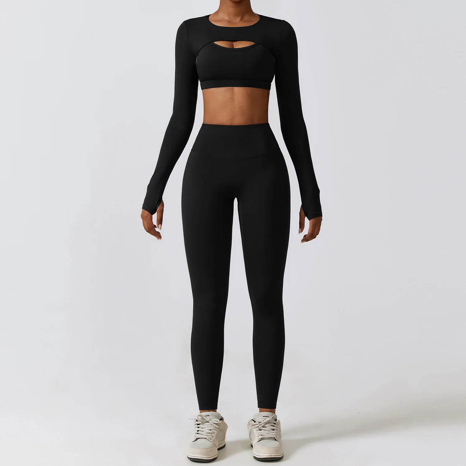 Sportswear Yoga Set Women'S Workout Clothes Athletic Wear Sports Gym Legging Seamless Fitness Bra Crop Top Long Sleeve Yoga Suit