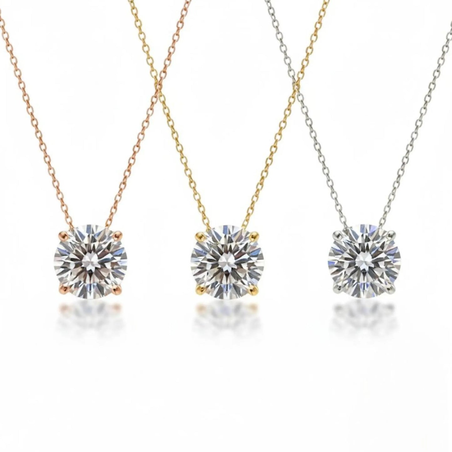 Attached Diamond on Chain, 14Kt Gold Diamond Necklace, Diamond Solitaire Necklace, Bridesmaid Necklace
