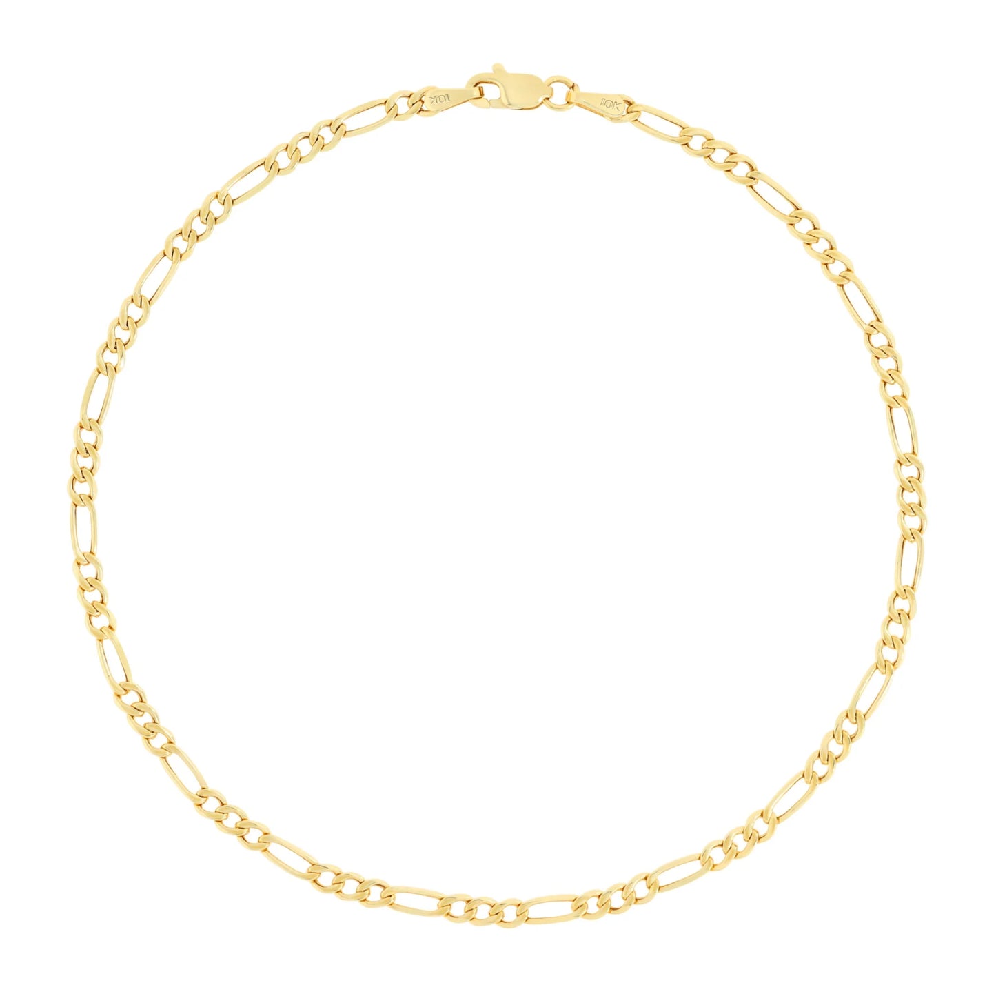 10K Real Yellow Gold Figaro Link 2.5Mm Chain Bracelet or Anklet (7"-9") Dainty Italian Jewelry for Men & Women