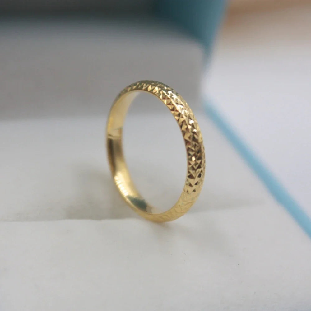 18K Yellow Gold Women's Luck Full Star Band Ring, 2.5mm Width, Sizes US 5-9